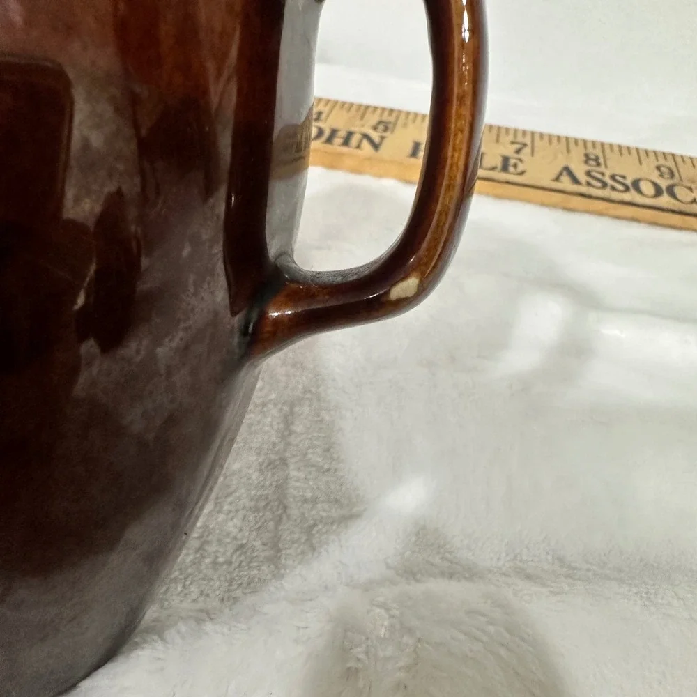 Hull Pottery Mirror Brown Drip Glaze Pitcher Creamer USA Oven‎ Proof Vintage